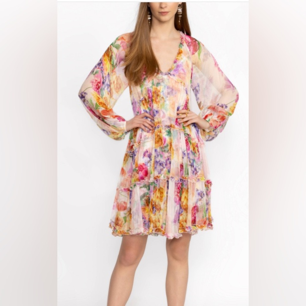 Johnny Was Fiona Silk Mini Dress Size Medium NWT